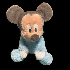 Disneyland Mickey Mouse Stuffed Animal Lovey Plush Chimes Jingles Baby Blue